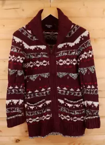 Eddie Bauer Fair Isle Aztec Cowichan Cotton Wool Blend Zip Cardigan Sweater XS - Picture 1 of 7