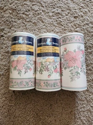 *VINTAGE* Lot of Three (3) Rolls GRAHAM & BROWN Vinyl Coated Floral 92837 - NEW - Image 1 of 4