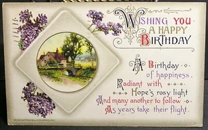 Vintage Geburtstagspostkarte - Ich wünsche dir alles Gute zum Geburtstag - verschickt 1913 - Winsch - Bild 1 von 2