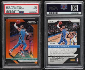 2018-19 Panini Prizm Orange Prizm /49 Russell Westbrook #39 PSA 9 MINT
