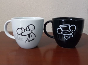 Disney Parks Mickey Minnie Mouse Mr. & Mrs. Bride Groom Mugs Cups 5008 - Picture 1 of 6