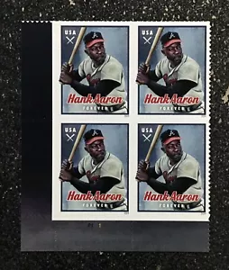 2024USA #5908 Forever Hank Aaron - Plate Block of 4 mint baseball - Picture 1 of 1