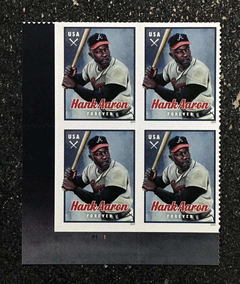 2024USA #5908 Forever Hank Aaron - Plate Block of 4  mint  baseball - Image 1 of 1