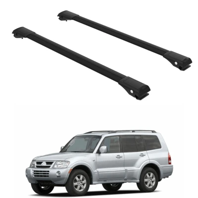 Rack de teto barras transversais para Mitsubishi Montero 1999-2006 preto conjunto 2 peças - Imagem 1 de 4