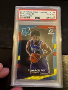 2017 Panini Donruss Optic De’Aaron Fox #196 Rookie Red/Yellow PSA 10 Kings - Picture 1 of 1
