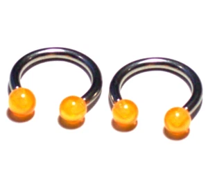 2 10g 5/8 alle 6mm Chirurgenstahl Hufeisen UV Orange Ohr Nase Brustwarze Ringe Sexy - Bild 1 von 1