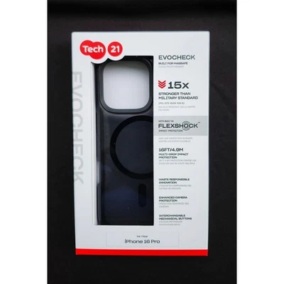 FOR APPLE IPHONE 16 Pro Tech21 -EVOCHECK--Free Tempered Glass-Magsafe -SMOKE - Image 1 of 4