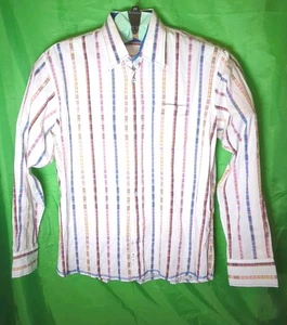 Georg Roth Los Angeles Mens 3XL White Shirt Multi Color Stitched Stripe - Picture 1 of 5