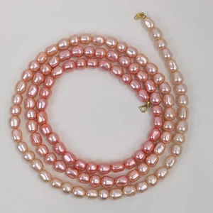 Collar de perlas de imitación rosa vintage Avon con cuentas hilo de plástico joyería larga - Imagen 1 de 3