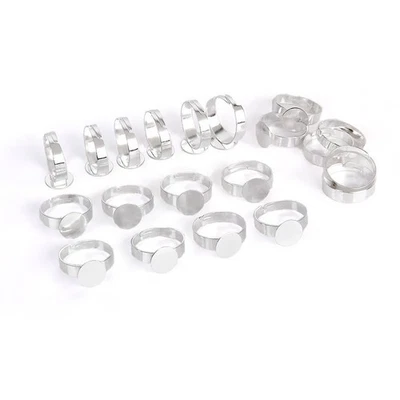 20pcs Blank Adjustable Ring With 10mm Pad (Silver) base ring adjustable ring - image 1 of 4