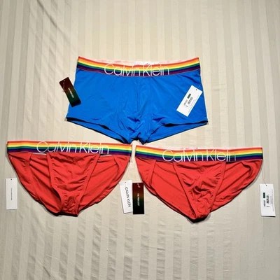 Lote 3 Calvin Klein Pride Edit Algodão Elástico 2 Cuecas 1 Shorts Tamanho Grande NOVO - Imagem 1 de 4