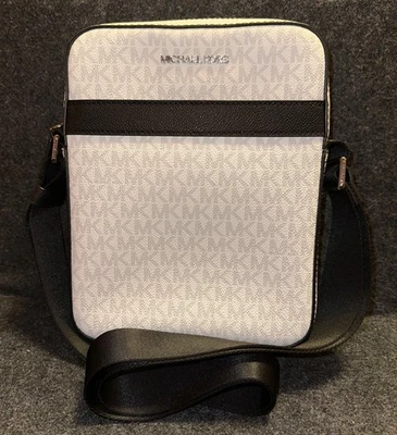 Michael Kors Cooper Medium Shoulder Crossbody Flight Bag White ~ Fast Free Ship - Image 1 of 4