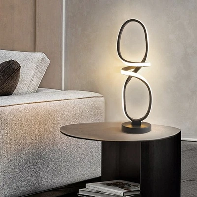 Minimalist Black LED Table Lamp – Modern Geometric Bedside Light - Image 1 of 4