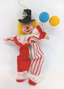 Vintage 70s Clown Ornament Poseable Balloons Stryofoam Body 8" - Picture 1 of 10