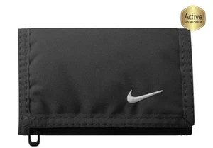 Nike✅ Unisex Wallet Swoosh Dri-FIT Bifold Card Holder Coin Zip Purse Black - Picture 1 of 5