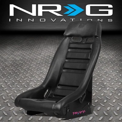 NRG PRI-100BK-MIDNIGHT PRISMA BLACK VEGAN LEATHER FIXED BACK BUCKET RACING SEAT - Image 1 of 4