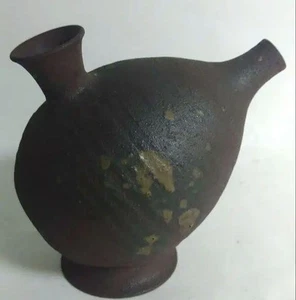Botella de sake Bizen Ware Tokkuri recipiente para beber cerámica japonesa marrón 12 cm - Imagen 1 de 6