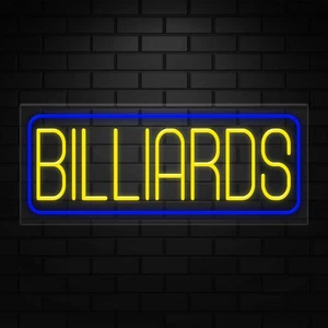 Billiards Sign for Business Displays | LED Flex Neon | 32"W x 13"H x 1"D - Picture 1 of 5