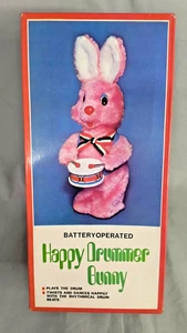 Vintage Happy Drummer Bunny - Batteriebetriebenes Spielzeug - 70er Taiwan - Neu aus altem Lagerbestand - Bild 1 von 9