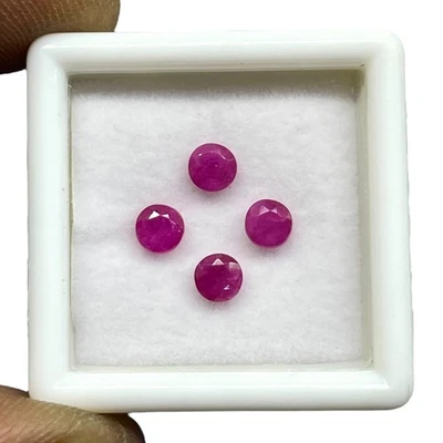 1.50 Cts Natural Ruby Lot 4 Pcs 3.8mm Round Cut Loose Gemstones for Jewelry - Image 1 of 4