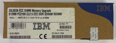 NOS IBM PC-2100 512 MB DIMM 266 MHz DDR SDRAM Memory (33L5038) - Image 1 of 3