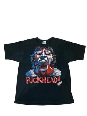 РЕДКАЯ винтажная хоккейная футболка 90-х Detroit Redwings Liquid Blue «Puck head» НХЛ размер L - Изображение 1 из 4