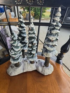 Department 56 Village Pole Pine Forest 4 Cold Cast Porcelain Trees with Base - Picture 1 of 7