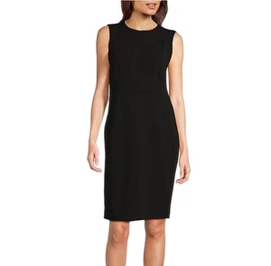 NEU Calvin Klein schwarz ärmellos ausgestellt Reißverschluss Etuikleid Gr. 12 Gold Basic - Bild 1 von 11