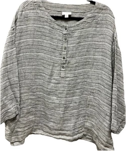 J. Jill Pure Jill Leinen Top Oversize Streifen Kastig Sommer Atmungsaktiv Lagenlook L - Bild 1 von 12