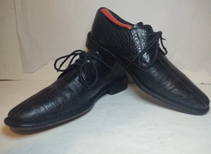 Genuine Lizard Vero Cuoio Dress Shoes Sz 9.5 Spain Black Handmade Exotic Leather - Picture 1 of 8