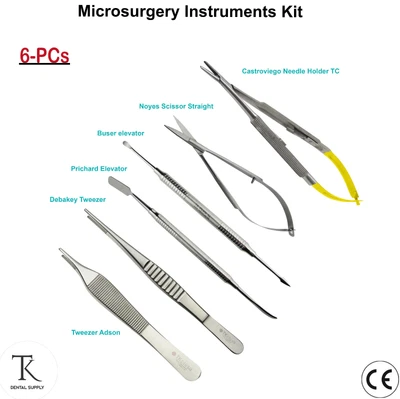 TK PLUS Set de 6 Chirurgisch Instrumente Mikrochirurgie Nadelhalter für die Mundchirugie