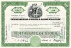 Stock Certificate 1971  / 100 Shares Pennsylvania Power & Light Co Green 1/19/71