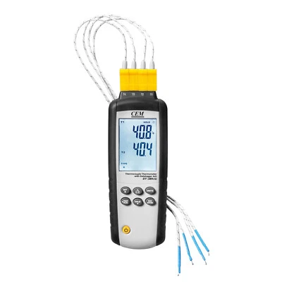 4 KANAL Thermometer Datenlogger Temperaturmessgerät 4 Temperaturfühler typ K J - Bild 1 von 3