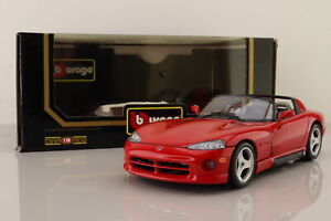 Burago 3025 1:18 Scale; 1992 Dodge Viper RT/10; Red; Excellent Boxed