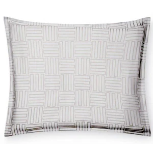 Sferra Andello Latte Standard Sham Cotton Linen Blend Sateen Jacquard Italy New - Picture 1 of 4