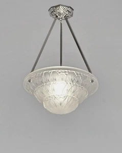 HETTIER VINCENT & BACCARAT : FRENCH ART DECO PENDANT ... chandelier lamp muller  - Picture 1 of 10