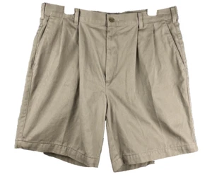 Vintage 80's Farah Khaki Chino Shorts Men's 36 Pleated Retro - Picture 1 of 9