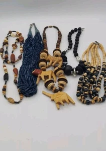 Jewelry Lot Natural Wood Mixed Materials Necklaces Bracelets 15 Pc. - Picture 1 of 15