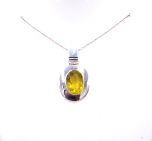 11 GM 925 Plata de Ley Natural Limón Cuarzo Gema Fino Colgante Talla 4.6cm - Imagen 1 de 4