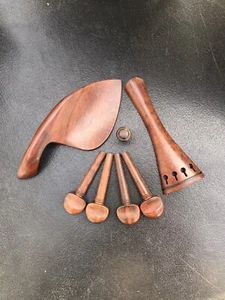 Violin snake wood Parts Accessories Set 4/4 Pegs/ Endpin/Tailpiece/Chin rest - Picture 1 of 11