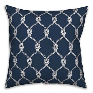 Creative Products Navy Blue Nautical Knots 16 x 16 Spun Poly Pillow - Picture 1 of 3