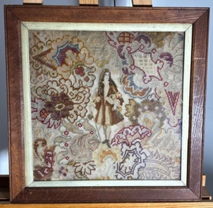 Vintage komplettes gerahmtes Kunstwerk mit Nadelspitze - Bild 1 von 5