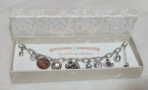 Sandra Magsamen Charm Bracelet Jewelry Do All Things With Love NIB Silver Tone - Picture 1 of 11