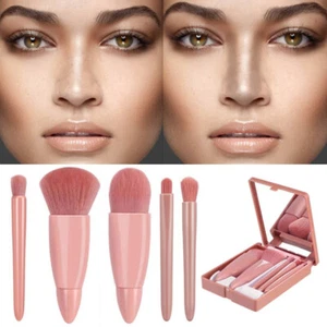 Soft Hair Blush Brush Mirror Box Mini Eye Brush 5PCS Makeup Brush Portable Size - Picture 1 of 13