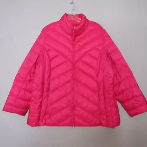 Talbots Women Jacket Plus 2X Pink Full Zip Down Fill Pockets Puffer Lightweight - Picture 1 of 11