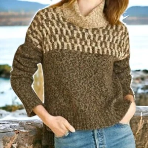 VERONICA BEARD Sweater Pullover BIA Brown Fair Isle Turtleneck women~$300 - Picture 1 of 9