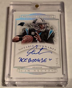 2014 CAM NEWTON NATIONAL TREASURES NOTABLE NICKNAMES BOOGIE INSCRIBED AUTO 16/25