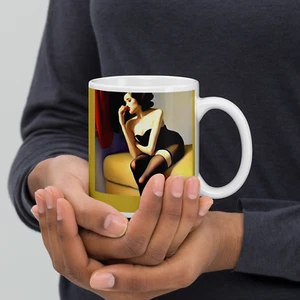 Bettie Page wie gemalt von Edward Hopper Kunstbecher - Bild 1 von 2