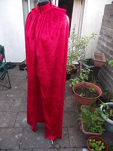 long red fancy dress cloak with hood crushed velvet (p48cv ++) - Picture 1 of 5