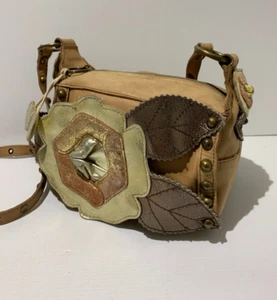 VTG 80s Beverly Feldman applique cross body shoulder bag VGC flowers metallic - Picture 1 of 11